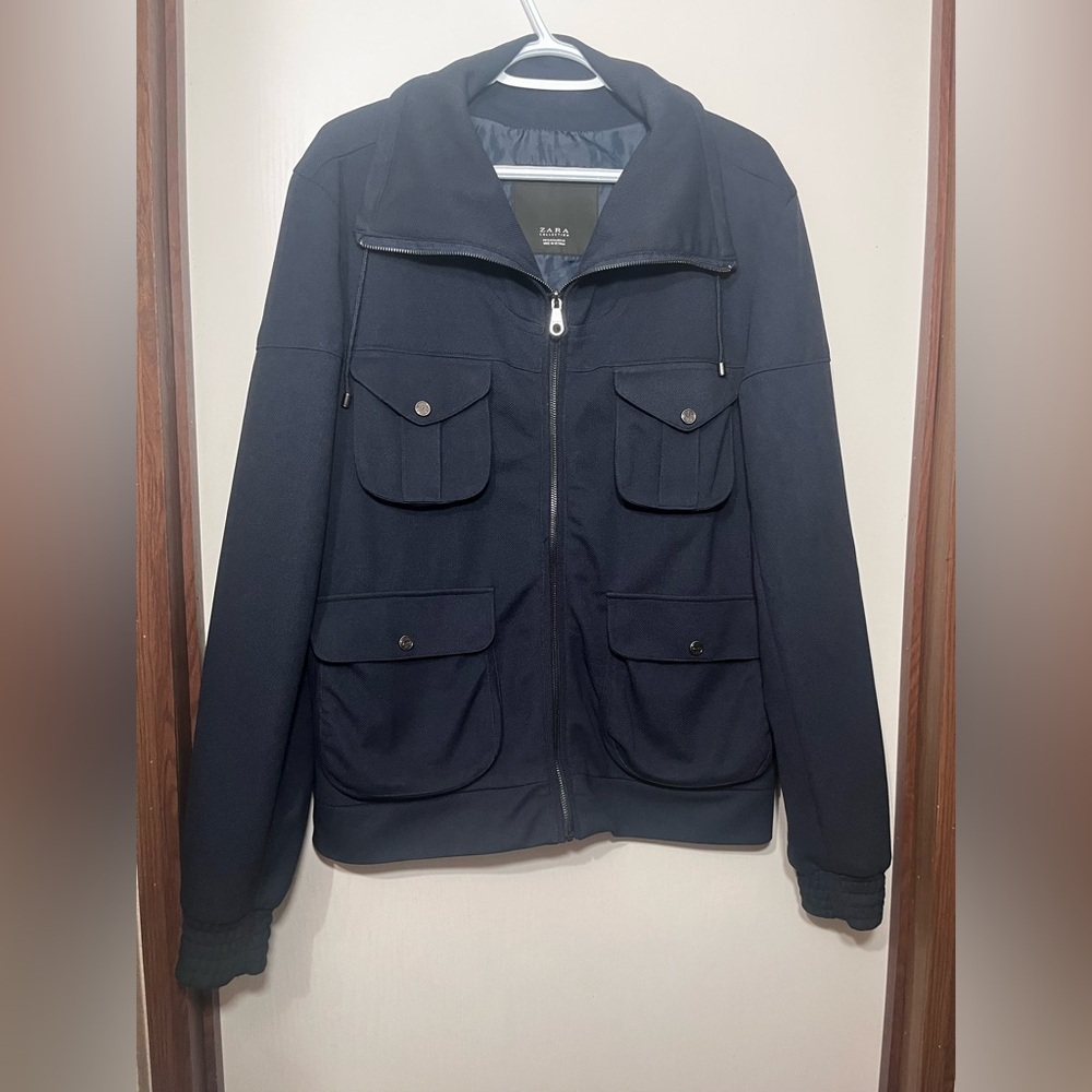 Zara Collection Mens Full Zip Jacket Blue 100%Polyester 
 Long Sleeve Casual XL - Picture 2 of 7